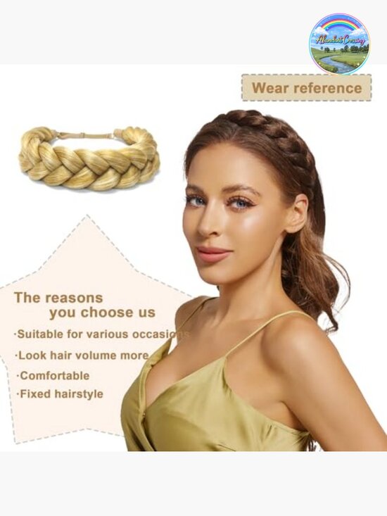 Bohemian Oversized Braided Headband Wide Braids Adjustable Elastic Strap